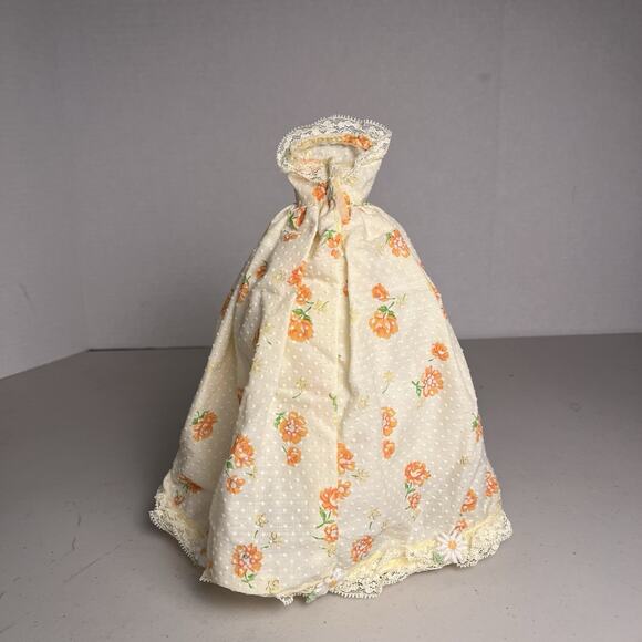 Vintage Handmade Barbie Southern Belle Dress Yellow Floral Lace Gown Display Mat - Picture 6 of 14